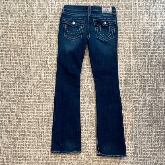 Women’s TRUE RELIGION Bootcut Distressed Blue Jeans Sz 30 - Picture 7 of 8